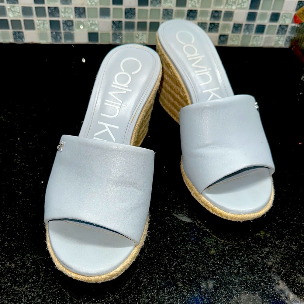 Calvin Klein Women's Light Blue Wedge Sandals